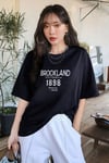 Kadın Lacivert 1898 Baskılı Oversize Salas Boyfriend T-Shirt