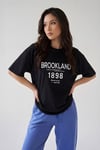 Kadın Lacivert 1898 Baskılı Oversize Salas Boyfriend T-Shirt