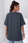 Kadın Lacivert Basic Düz Baskısız Oversize Salas T-Shirt