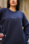 Kadın Lacivert Dreamer Baskılı 0 Sıfır Yaka Oversize Salaş Bol Kesim Polar Sweatshirt