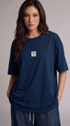 Kadın Lacivert Free Life Bisiklet Yaka Oversize Salas T-Shirt