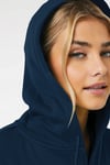 Kadin Lacivert Kapüşonlu Fermuarlı 3 Üç İplik Polar Kanguru Oversize Sweatshirt Zip Up Hoodie