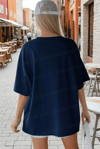 Kadın Lacivert Kupa As Kuru Kafa Oversize Fit Bol Geniş Kalıp Salaş Kesim T-shirt