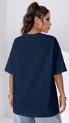 Kadın Lacivert Kupa As Kuru Kafa Oversize Fit Bol Geniş Kalıp Salaş Kesim T-shirt