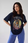 Kadın Lacivert Majestic Oversize Fit Bol Geniş Kalıp Salaş Kesim T-shirt