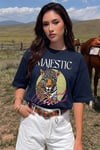 Kadın Lacivert Majestic Oversize Fit Bol Geniş Kalıp Salaş Kesim T-shirt