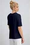 Kadın Lacivert Nefes Alan Bisiklet Yaka Regular Fit Normal Kesim Baskisiz Basic T-Shirt