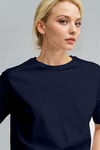 Kadın Lacivert Nefes Alan Bisiklet Yaka Regular Fit Normal Kesim Baskisiz Basic T-Shirt