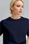 Kadın Lacivert Nefes Alan Bisiklet Yaka Regular Fit Normal Kesim Baskisiz Basic T-Shirt