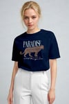 Kadın Lacivert Paradise Leopar Kadın Kısa Kol Relax Fit Rahat Kesim Regular T-shirt