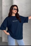 Kadın Lacivert Spectacular Oversize Salas T-Shirt