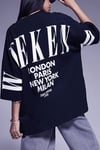 Kadın Lacivert Weekend Oversize Fit Bol Geniş Kalıp Salaş Kesim T-shirt