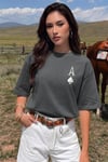 Kadın Maça As Baskılı Füme Oversize T-Shirt