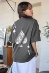 Kadın Maça As Baskılı Füme Oversize T-Shirt