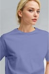 Kadın Mavi Nefes Alan Bisiklet Yaka Regular Fit Normal Kesim Baskisiz Basic T-Shirt