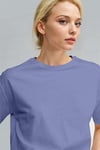 Kadın Mavi Nefes Alan Bisiklet Yaka Regular Fit Normal Kesim Baskisiz Basic T-Shirt