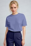 Kadın Mavi Nefes Alan Bisiklet Yaka Regular Fit Normal Kesim Baskisiz Basic T-Shirt