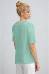 Kadın Mint Yeşili Nefes Alan Bisiklet Yaka Regular Fit Normal Kesim Baskisiz Basic T-Shirt