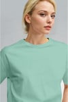 Kadın Mint Yeşili Nefes Alan Bisiklet Yaka Regular Fit Normal Kesim Baskisiz Basic T-Shirt