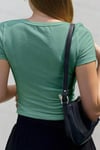 Kadın Mint Yeşili U Yaka Kısa Kollu Fitilli Kaşkorse Bluz Body