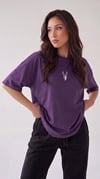 Kadın Mor Geyik Oversize Salas Boyfriend T-shirt