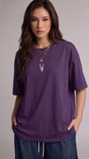 Kadın Mor Geyik Oversize Salas Boyfriend T-shirt