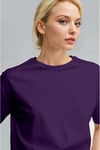 Kadın Mor Nefes Alan Bisiklet Yaka Regular Fit Normal Kesim Baskisiz Basic T-Shirt