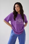 Kadın Mor Oversize Celestial Sun Moon Baskılı T-Shirt - K2113