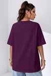 Kadın Mürdüm Fashion Oversize Fit Bol Geniş Kalıp Salaş Kesim T-shirt