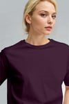 Kadın Mürdüm Nefes Alan Bisiklet Yaka Regular Fit Normal Kesim Baskisiz Basic T-Shirt