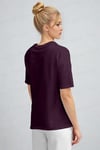 Kadın Mürdüm Nefes Alan Bisiklet Yaka Regular Fit Normal Kesim Baskisiz Basic T-Shirt