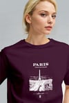 Kadın Mürdüm Paris Regular Fit Normal Kalıp T-shirt