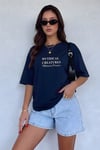 Kadın Mythical Pegasus Baskılı Lacivert Bisiklet Yaka Oversize Salaş T-Shirt