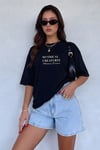 Kadın Mythical Pegasus Baskılı Siyah Bisiklet Yaka Oversize Salaş T-Shirt