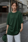 Kadın Nefti Basic Düz Baskısız Oversize Salas T-Shirt