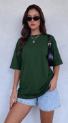 Kadın Nefti Basic Düz Baskısız Oversize Salas T-Shirt