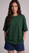 Kadın Nefti Basic Düz Baskısız Oversize Salas T-Shirt