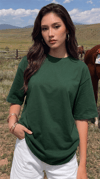 Kadın Nefti Basic Düz Baskısız Oversize Salas T-Shirt