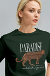 Kadın Nefti Paradise Leopar Kadın Kısa Kol Relax Fit Rahat Kesim Regular T-shirt