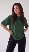 Kadın Nefti Yeşil Geyik Oversize Salas Boyfriend T-shirt