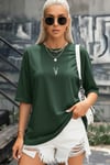 Kadın Nefti Yeşil Geyik Oversize Salas Boyfriend T-shirt