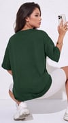 Kadın Nefti Yeşil Geyik Oversize Salas Boyfriend T-shirt