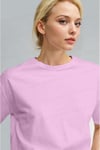 Kadın Pembe Nefes Alan Bisiklet Yaka Regular Fit Normal Kesim Baskisiz Basic T-Shirt