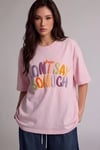 Kadın Pembe Oversize Kabaran Baskı Dont Say Salas Boyfriend Kadın T-Shirt