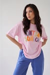 Kadın Pembe Oversize Kabaran Baskı Dont Say Salas Boyfriend Kadın T-Shirt