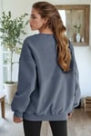 Kadın Petrol Füme Basic 0 Sıfır Yaka Baskısız Düz Oversize Salaş Bol Kesim Polar Sweatshirt