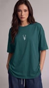 Kadın Petrol Yeşil Geyik Oversize Salas Boyfriend T-shirt