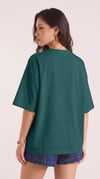 Kadın Petrol Yeşil Geyik Oversize Salas Boyfriend T-shirt