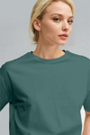 Kadın Petrol Yeşili Nefes Alan Bisiklet Yaka Regular Fit Normal Kesim Baskisiz Basic T-Shirt