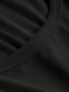Kadın Siyah Bisiklet Yaka Kısa Kollu Fitilli Kaşkorse Crop Bluz